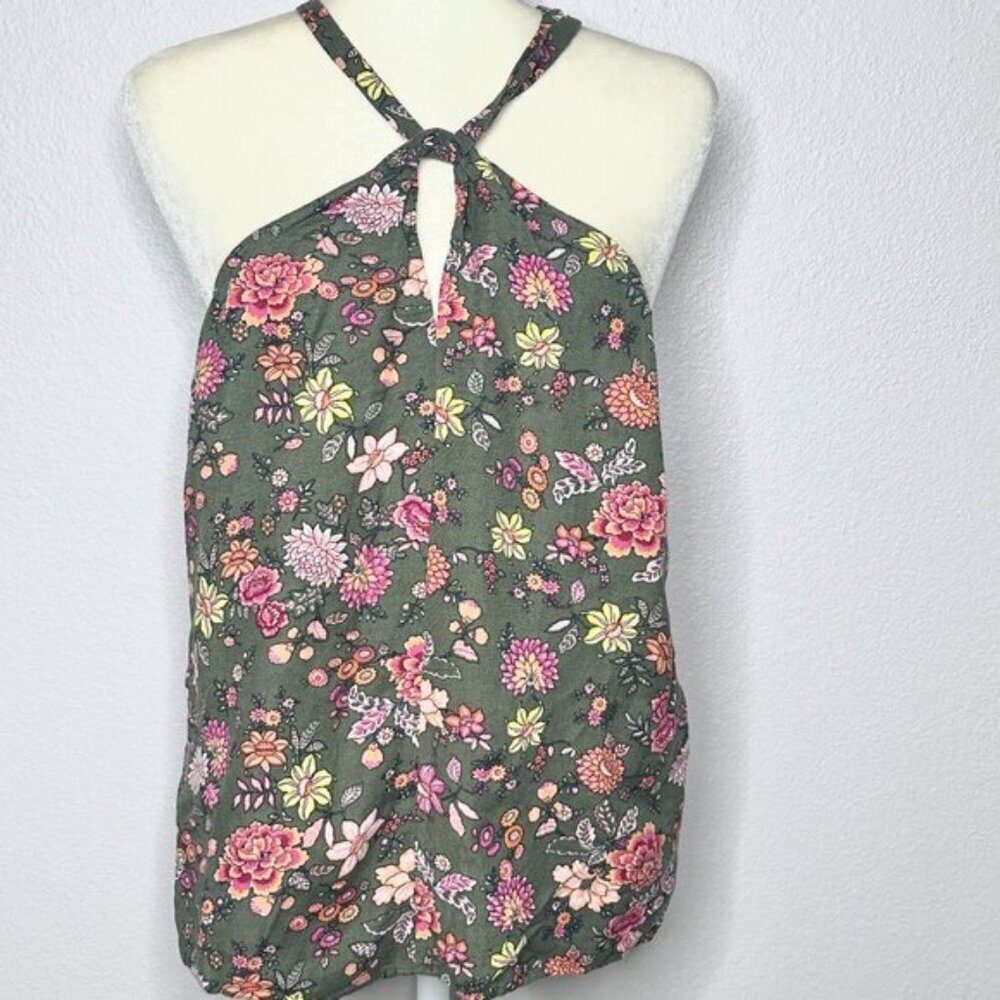 Loft Woman's Green Floral Sleeveless Blouse